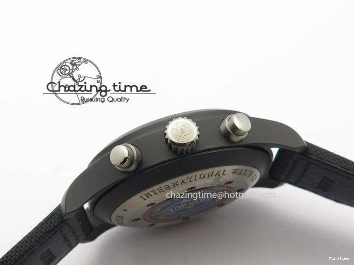 MIROTIME 0414 Pilot Chrono IW388003 Real Ceramic V6F Best Edition Green Markers On Black Nylon Strap A Effortless 7283